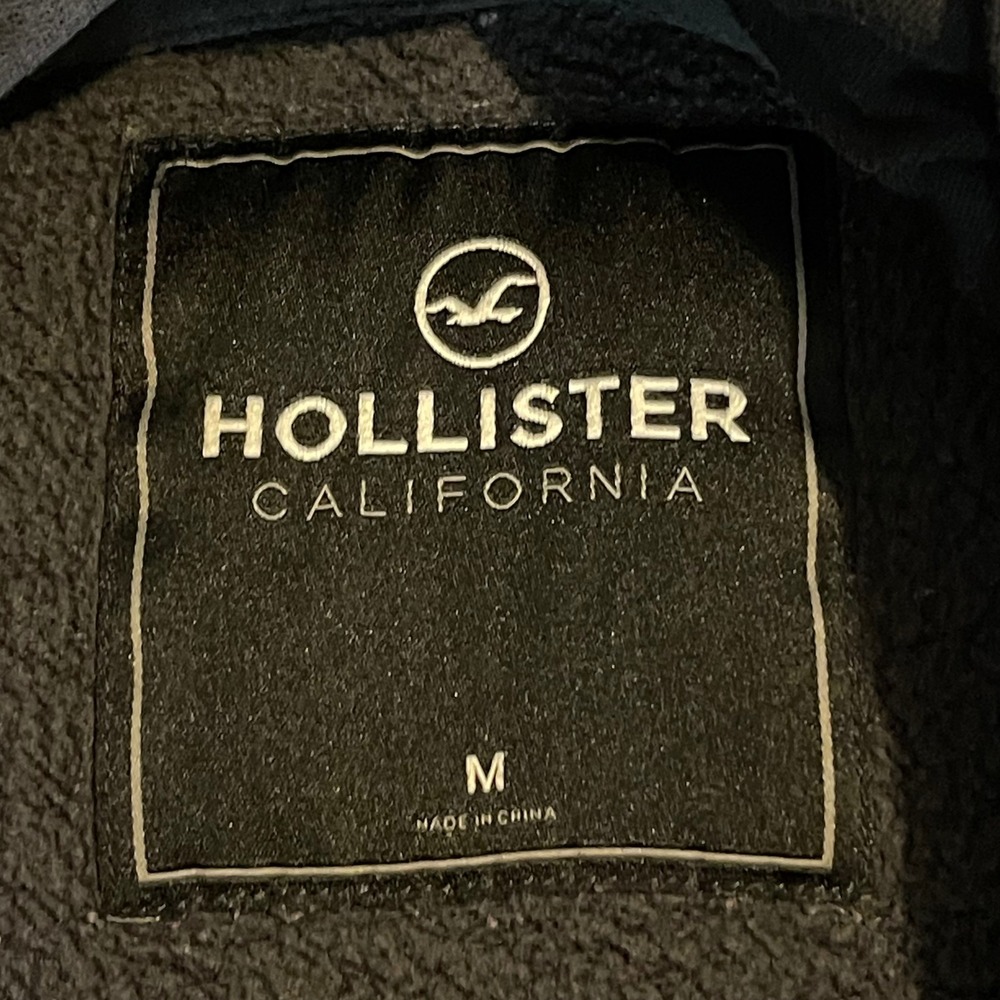 Hollister Mens Camo Hoodie Black Gray Camouflage Logo Graphic Pullover Size M - Picture 5 of 13